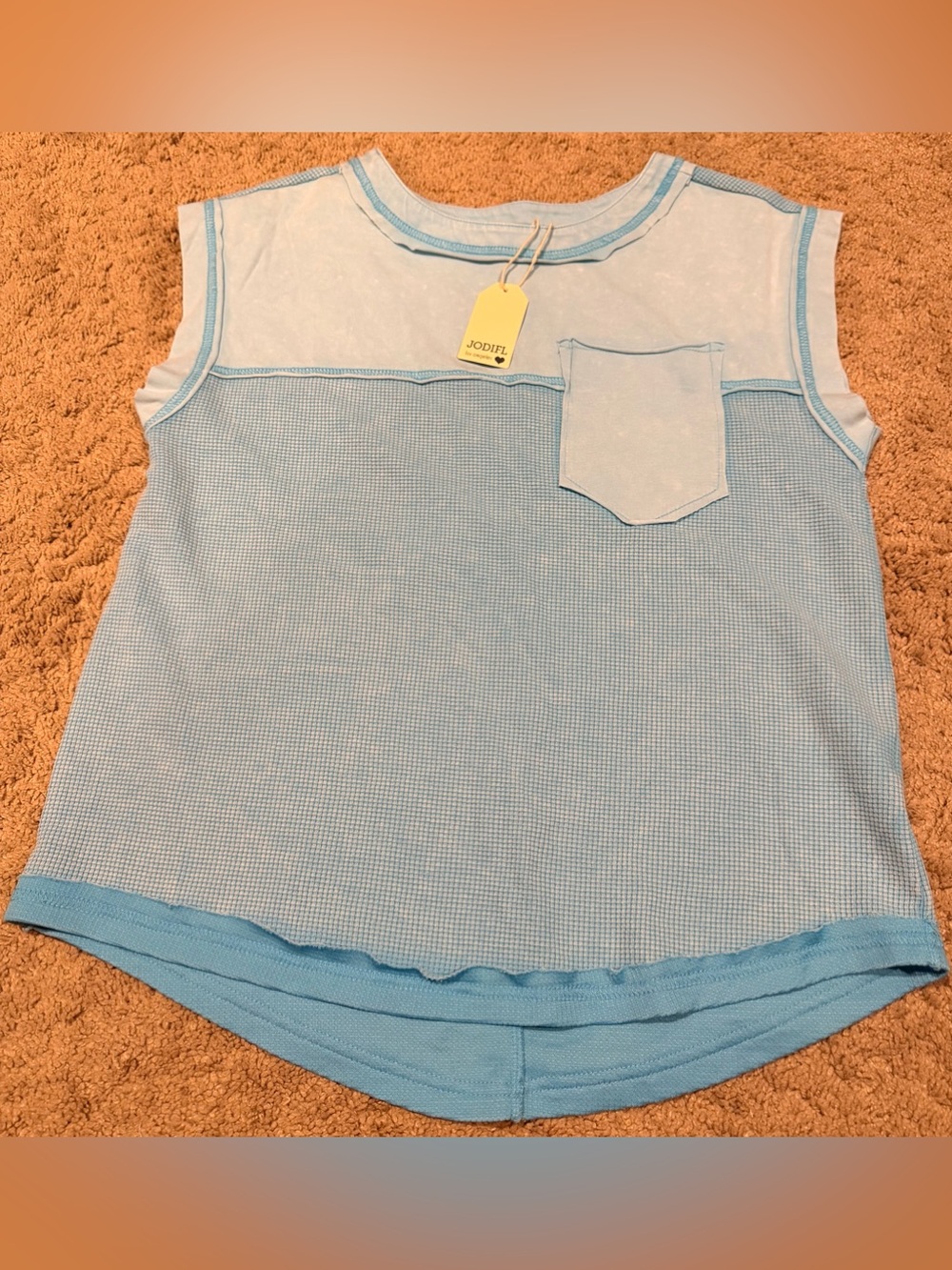 Jodifl Blue Sleeveless Waffle-Knit Top NWT